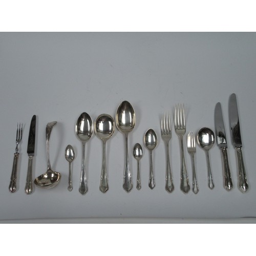 6324 - John B Chatterley & Sons Ltd, silver canteen of cutlery for eight place settings in fitted case, She... 