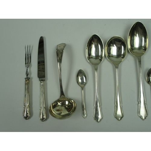 6324 - John B Chatterley & Sons Ltd, silver canteen of cutlery for eight place settings in fitted case, She... 