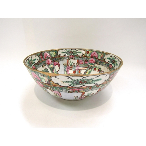 1211 - A 20th Century Canton bowl with red four character mark to base, 11cm x 25.5cm