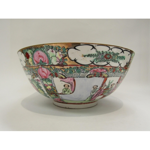 1211 - A 20th Century Canton bowl with red four character mark to base, 11cm x 25.5cm