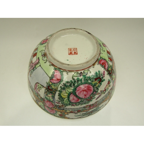 1211 - A 20th Century Canton bowl with red four character mark to base, 11cm x 25.5cm