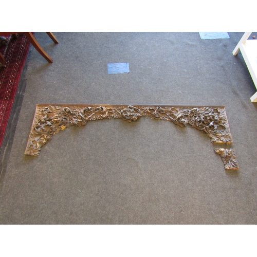 1245 - A large 17th Century lime wood carved frieze with scrolling foliate design, 158cm long, a/f