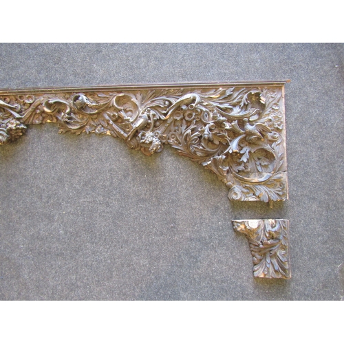 1245 - A large 17th Century lime wood carved frieze with scrolling foliate design, 158cm long, a/f