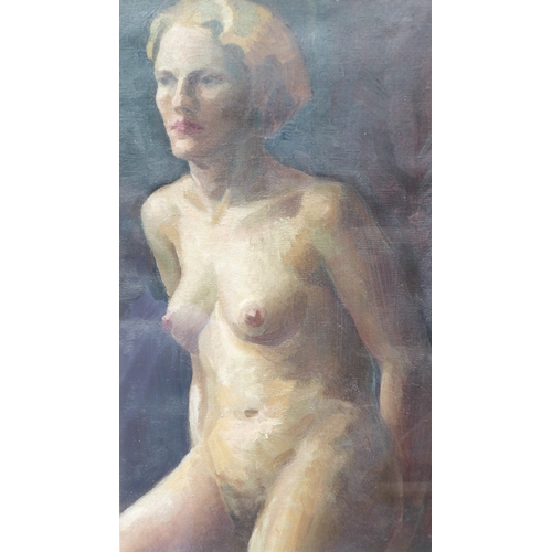 7053 - VIOLET NEISH (Scottish b.1912) A framed and glazed oil on canvas c1930's, female nude study. Unsigne... 