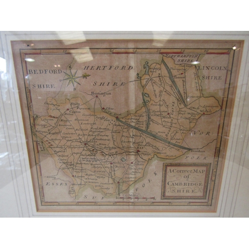 1388 - An engraved map of Cambridgeshire (bookplate), framed and glazed, 15cm x 17cm image size