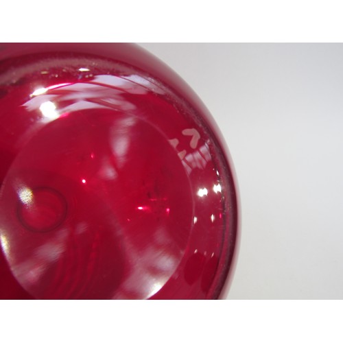 1529 - A mid-20th Century large bulbous bottle vase in Ruby glass, polished pontil, 31cm high