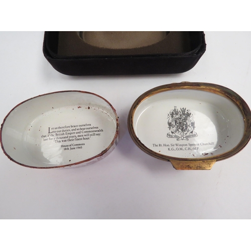 1482 - A Halcyon Days limited edition enamel pot commemorating Churchill Centenary No. 206/500, boxed with ... 