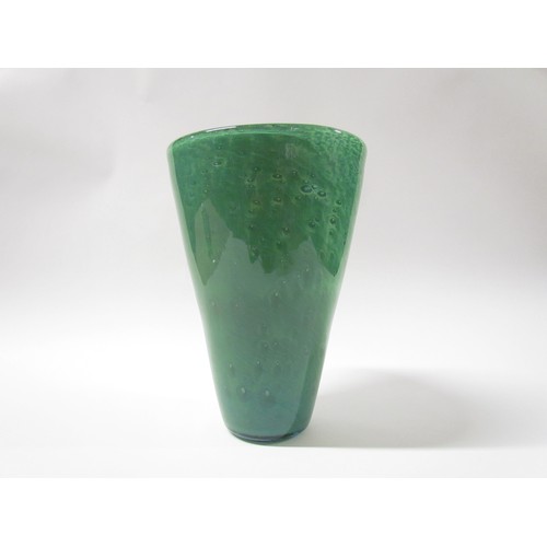 1531 - A tall cloudy green vase of tapering conical form.  25.5cm high