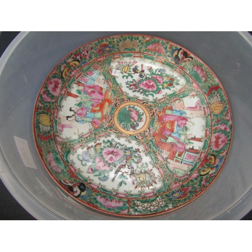 1458 - Eight pieces of 19th Century and later Chinese pottery and porcelain including Cantonese plates and ... 