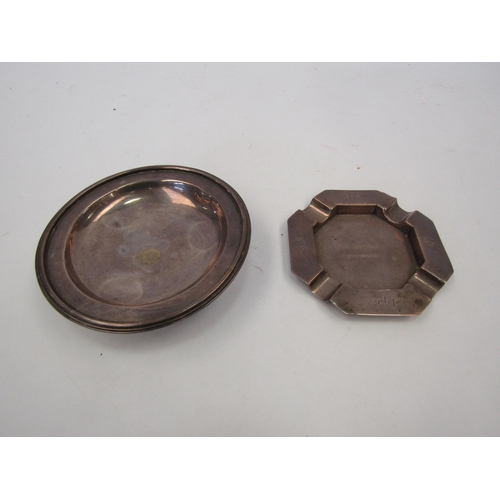 1478 - A silver octagonal ashtray together with a silver footed dish, 158g total