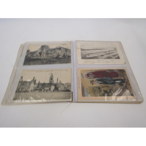 1485 - A folder of French postcards, silk flags and a silk image of Princess Mary