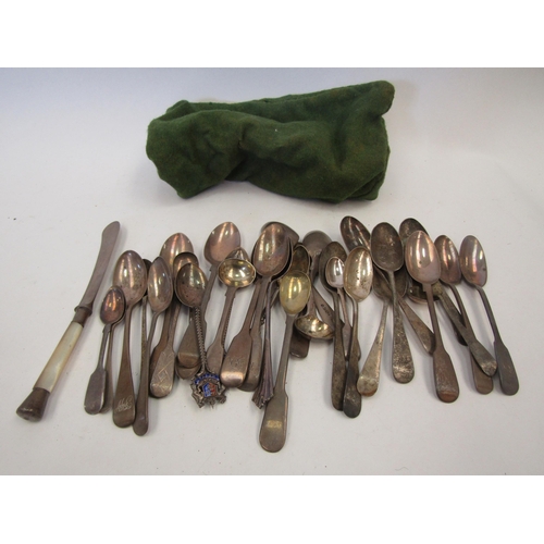 1502 - A bag of various silver teaspoons, salt and mustard spoons, various assay houses, 507g