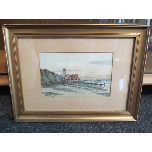 1114 - A watercolour 'Cromer - 1912' depicting Cromer beach, church and pier, framed and glazed, 11.5cm x 1... 