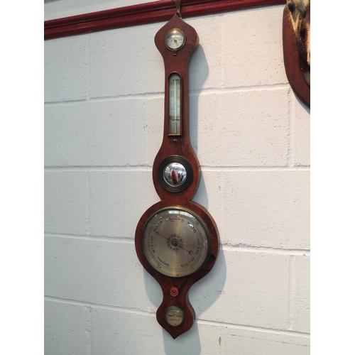 1138 - A 19th Century rosewood cased five dial wall barometer