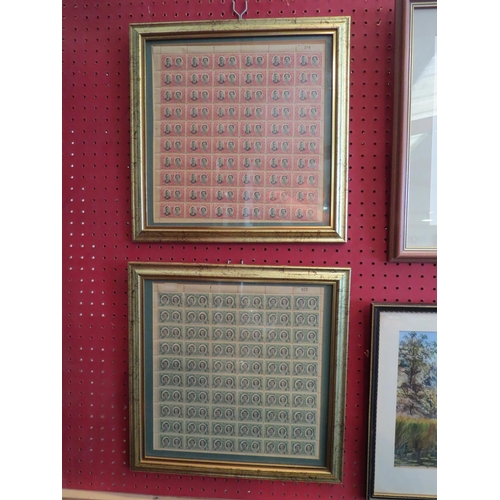 1174 - Two framed sheets of postage stamps, Southern Rhodesia Royal visit April 1947, images approximately ... 