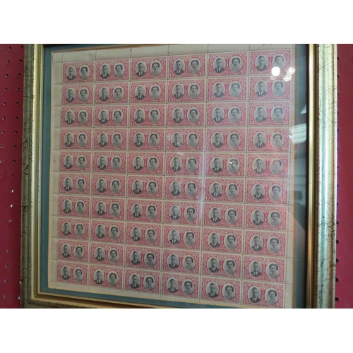 1174 - Two framed sheets of postage stamps, Southern Rhodesia Royal visit April 1947, images approximately ... 