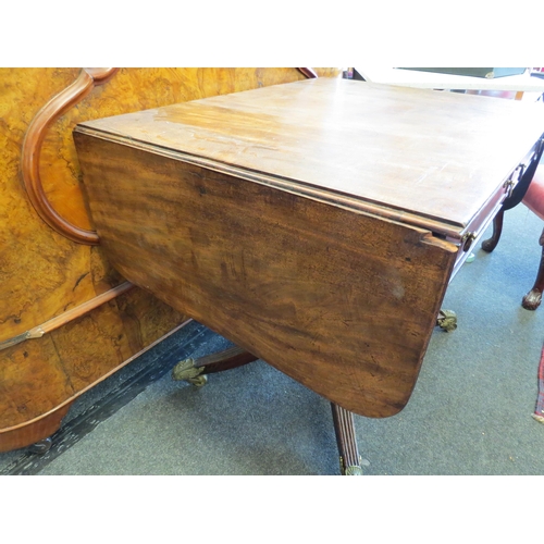 1226 - A 19th Century mahogany two drawer sofa table on brass castors