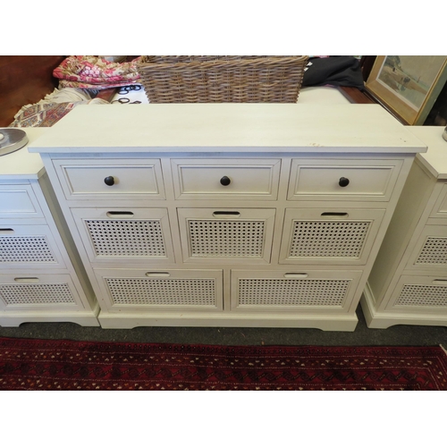 1242 - A white painted chest of eight drawers, 78cm tall x 100cm wide x 34cm deep