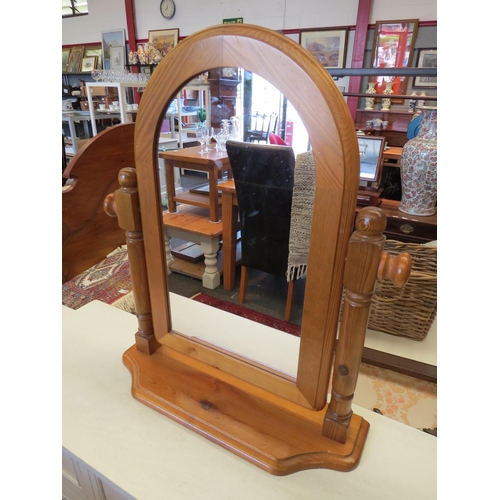 1243 - A pine bathroom swing mirror