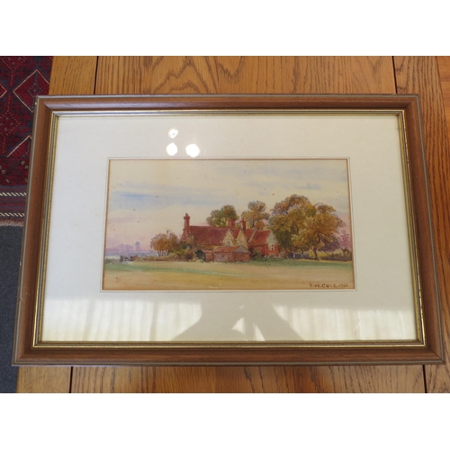 1262 - T.W COLE: A Victorian watercolour of country farmhouse, signed and dated 1901 lower right, framed an... 