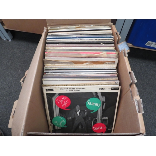 1303 - A box of vinyl LP records including Elvis Presley 'Rock 'N' Roll' original UK pressing with red/gold... 