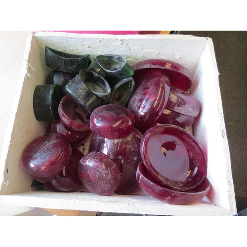 1309 - A box of red and green coloured glass liners