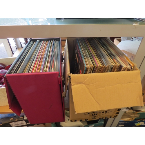 1310 - A box and case of vinyl LP records and 78s including James Last, Glen Campbell, Engelbert Humperdinc... 