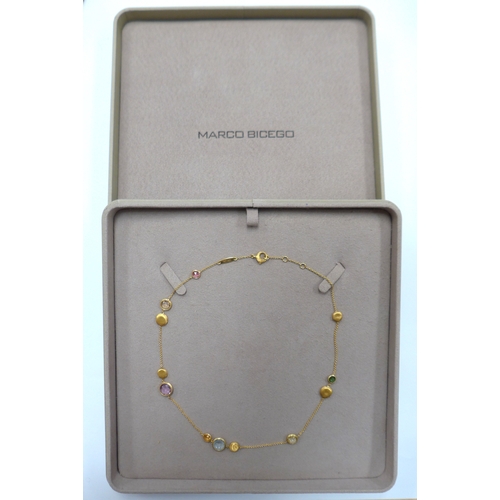 6003 - MARCO BICEGO 18ct Yellow Gold Jaipur Colour Collection multi gem set necklace, 44cm long, boxed with... 