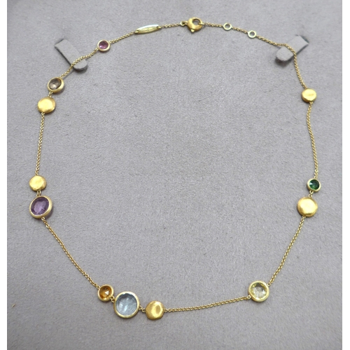 6003 - MARCO BICEGO 18ct Yellow Gold Jaipur Colour Collection multi gem set necklace, 44cm long, boxed with... 