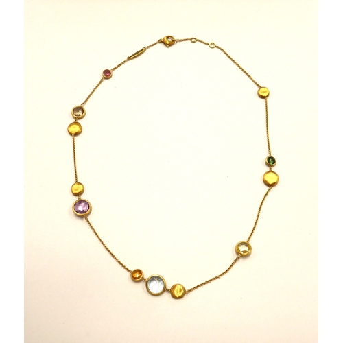 6003 - MARCO BICEGO 18ct Yellow Gold Jaipur Colour Collection multi gem set necklace, 44cm long, boxed with... 