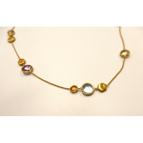 6003 - MARCO BICEGO 18ct Yellow Gold Jaipur Colour Collection multi gem set necklace, 44cm long, boxed with... 