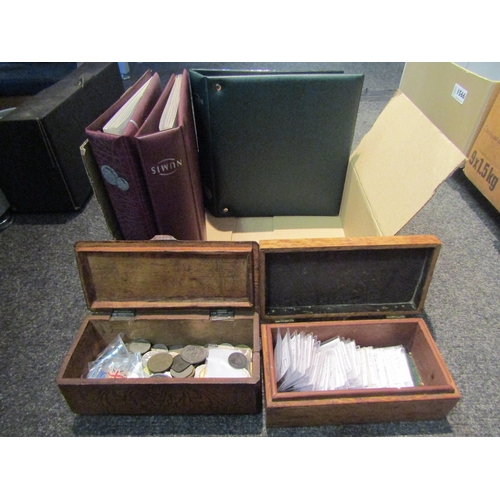 1564 - A collection of mainly foreign coins plus a box of books on coins and militaria