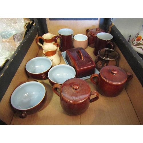 1577 - A box of mostly Denby Homestead brown tableware, some a/f