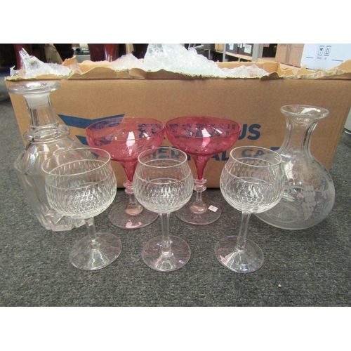 1631 - Twenty Victorian and later glasses and two Victorian carafes (no stoppers)