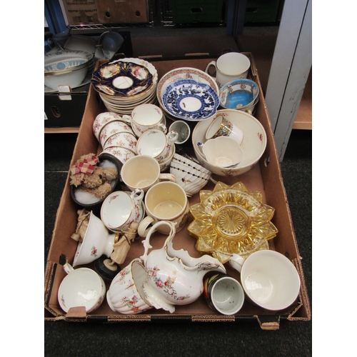 1647 - A box containing mostly 19th Century and later porcelain cups and saucers, some a/f