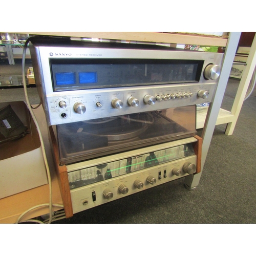 1652 - Vintage hi-fi separates to include Sony HP-211A turntable music system and Sanyo DCX8000K (2)