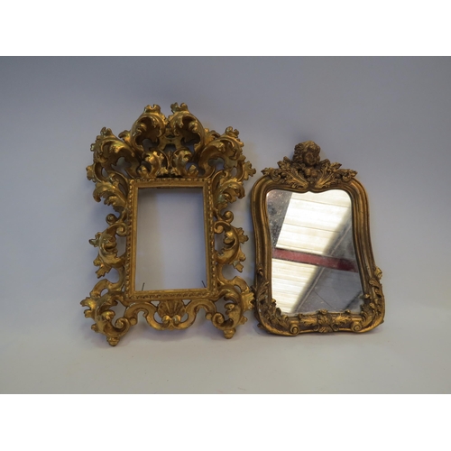 1348 - An Italian Rococo style gilt gesso picture frame, scrolled acanthus leaf design, 33cm x 23cm, togeth... 