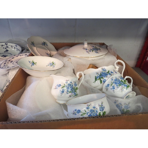 1364 - Two boxes containing a quantity of Royal Doulton ‘Yorktown’ and Royal Albert ‘Forget-Me-Not’ wares