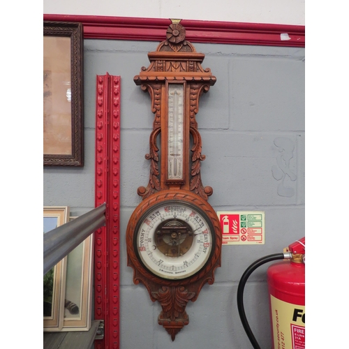 1414 - An early 20th Century S.Wilkinson of Bradford carved wall barometer