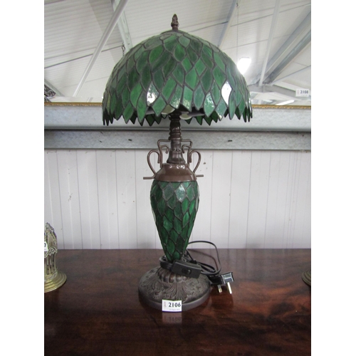 2099 - A Tiffany style lead green glazed table lamp