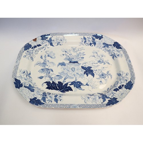 1104 - A large Victorian Wedgwood blue and white serving plate, chip to rim, 53cm long