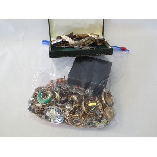 1056 - A quantity of costume jewellery and various wristwatches