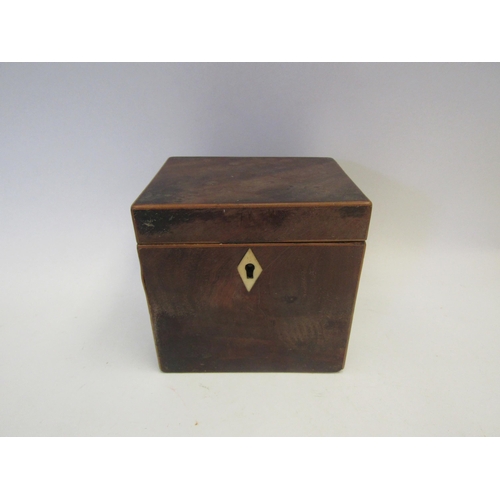 1333 - A small Georgian mahogany square tea caddy, hinge a/f