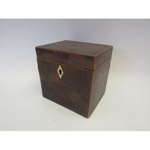 1333 - A small Georgian mahogany square tea caddy, hinge a/f