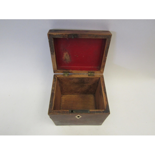 1333 - A small Georgian mahogany square tea caddy, hinge a/f