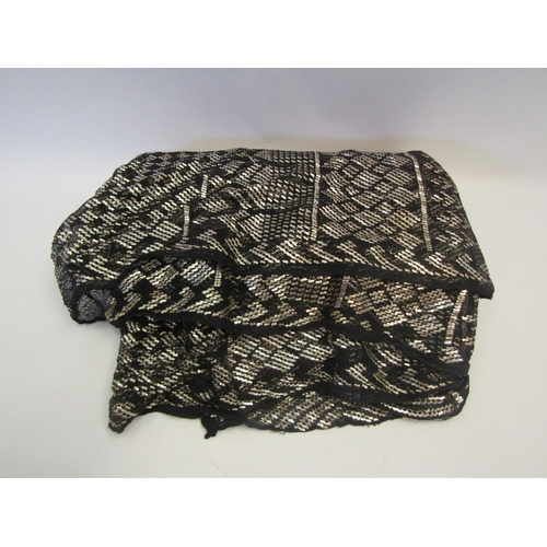 1337 - A 1930's Egyptian silver metal-work black lace Assuit shawl