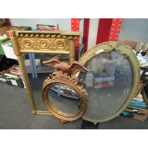 1399 - Three gilt mirrors including pier mirror, oval and circular, two a/f