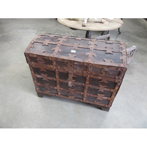 2001 - A Romanian oak metal bound trunk