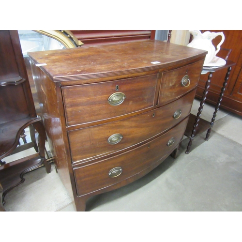 2088 - A Regency mahogany bow-front chest of drawers two over two with oval plate handles, 85cm x 90cm x 49... 