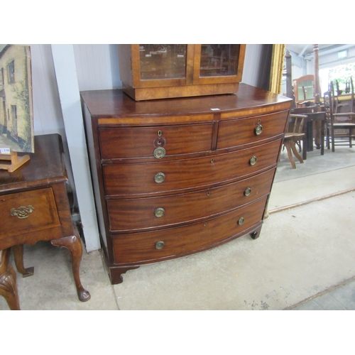 2103 - A Victorian inlaid mahogany bow fronted two over three drawer chest